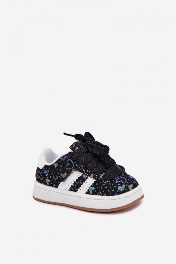 sporta apavi Sneakers modeļa apavi Bērnu apavi ar sirsniņām melnas krāsas Mirelle 2