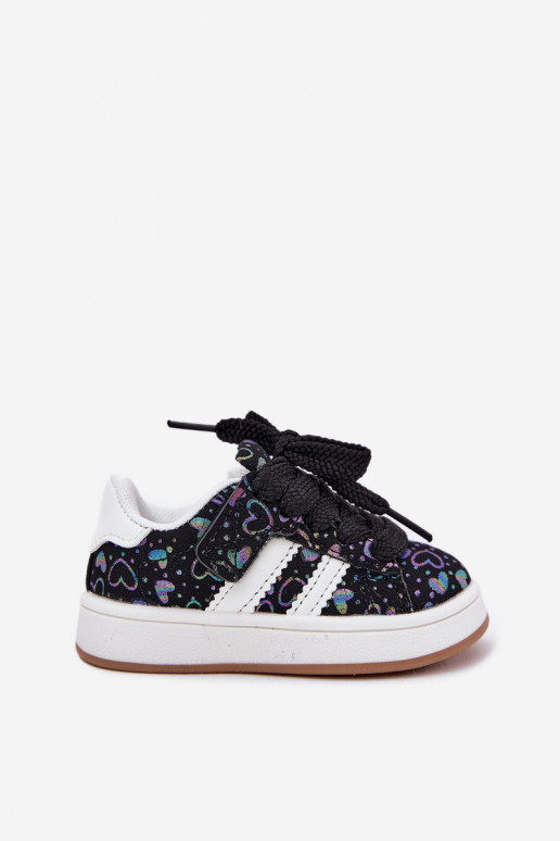 sporta apavi Sneakers modeļa apavi Bērnu apavi ar sirsniņām melnas krāsas Mirelle