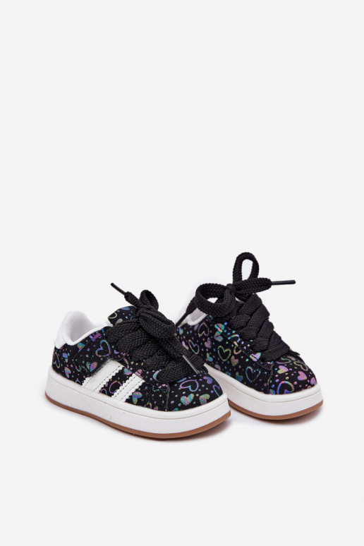 sporta apavi Sneakers modeļa apavi Bērnu apavi ar sirsniņām melnas krāsas Mirelle