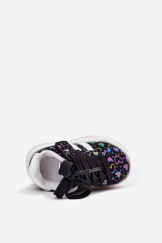 sporta apavi Sneakers modeļa apavi Bērnu apavi ar sirsniņām melnas krāsas Mirelle