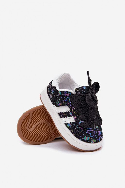 sporta apavi Sneakers modeļa apavi Bērnu apavi ar sirsniņām melnas krāsas Mirelle