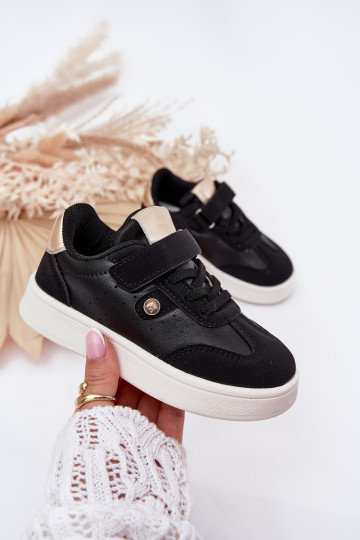 sporta apavi Sneakers modeļa apavi Bērnu ar lipīgām aizdarēm melnas krāsas Zarina