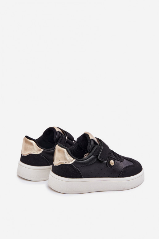 sporta apavi Sneakers modeļa apavi Bērnu ar lipīgām aizdarēm melnas krāsas Zarina