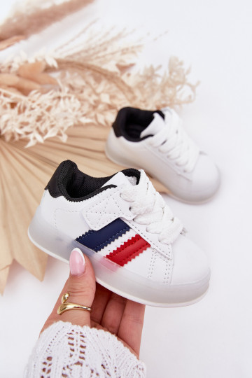 Bērnu sporta apavi "Sneakers" modeļa ar spīguļojošu zoli, baltā-melnā "Arielle"