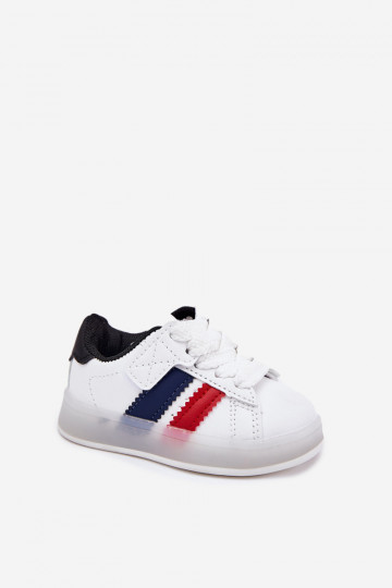 Bērnu sporta apavi "Sneakers" modeļa ar spīguļojošu zoli, baltā-melnā "Arielle" 2