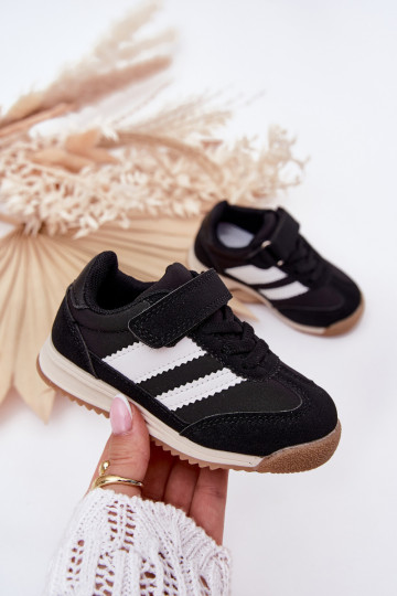 Bērnu kedu modeļu apavi sporta apavi ar lipīgām aizdarēm melnas krāsas Viona