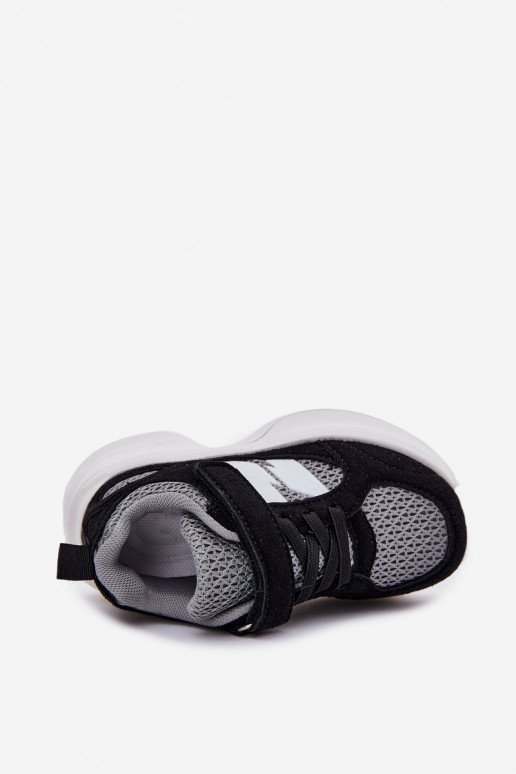 sporta apavi Sneakers modeļa apavi Bērnu apavi ar lipīgām aizdarēm Melns-Pelēkas krāsas Selinea