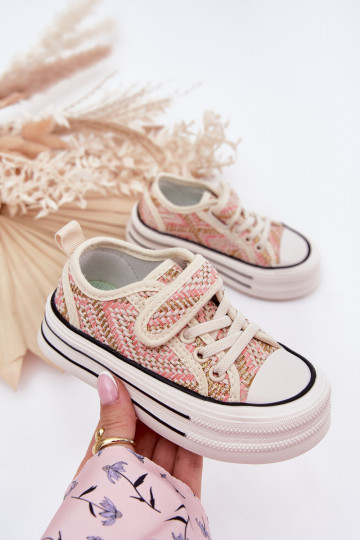 Bērnu brīvā laika apavi ar lipīgām aizdarēm Rozā krāsas Zelina