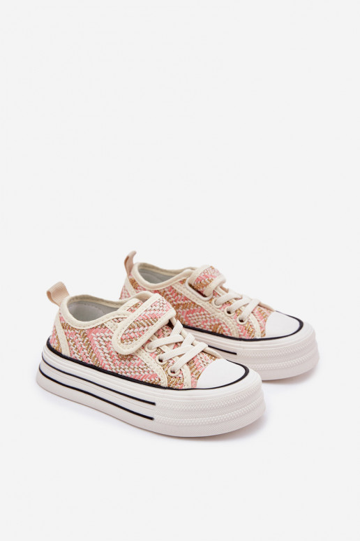 Bērnu brīvā laika apavi ar lipīgām aizdarēm Rozā krāsas Zelina