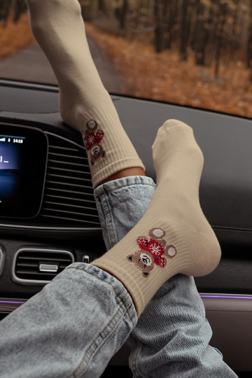 Zeķes Sieviešu Lācis In SIneterku smilšu krāsas