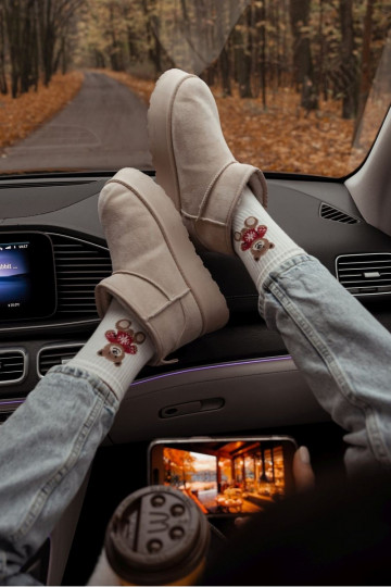 Zeķes Sieviešu Lācis In SIneterku Ecru