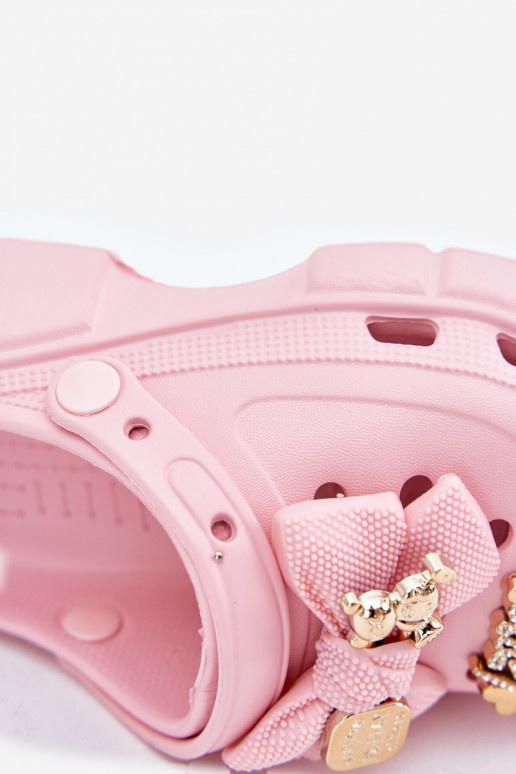 Čības Bērnu apavi Bērnu Vieglas čības uz pirksta ar bantītēm I Ozdobami Rozā krāsas Selvana Čības Bērnu apavi Bērnu Vieglas čības uz pirksta ar bantītēm I Ozdobami Rozā krāsas Selvana