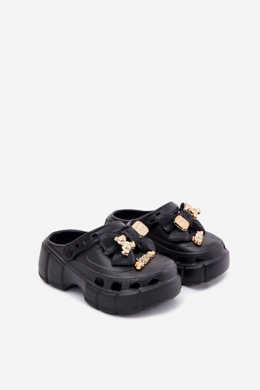 Čības Bērnu apavi Bērnu Vieglas čības uz pirksta ar bantītēm I Ozdobami melnas krāsas Selvana