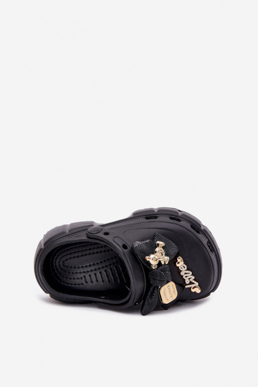 Čības Bērnu apavi Bērnu Vieglas čības uz pirksta ar bantītēm I Ozdobami melnas krāsas Selvana