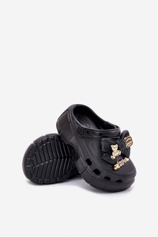 Čības Bērnu apavi Bērnu Vieglas čības uz pirksta ar bantītēm I Ozdobami melnas krāsas Selvana