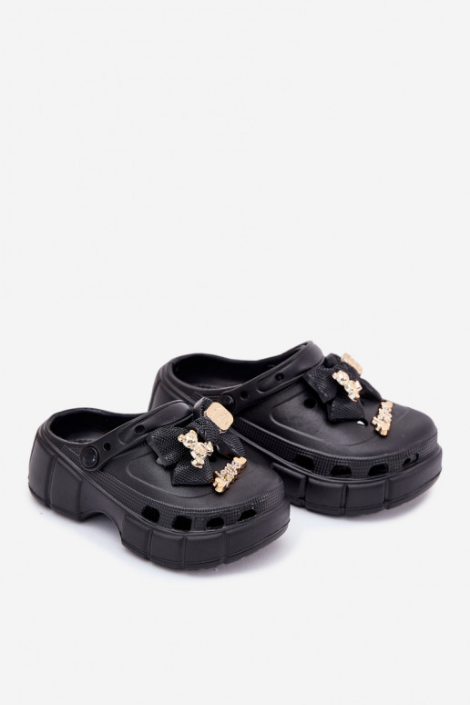 Čības Bērnu apavi Bērnu Vieglas čības uz pirksta ar bantītēm I Ozdobami melnas krāsas Selvana