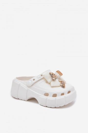 Čības Bērnu apavi Bērnu Vieglas čības uz pirksta ar bantītēm I Ozdobami baltas krāsas Selvana