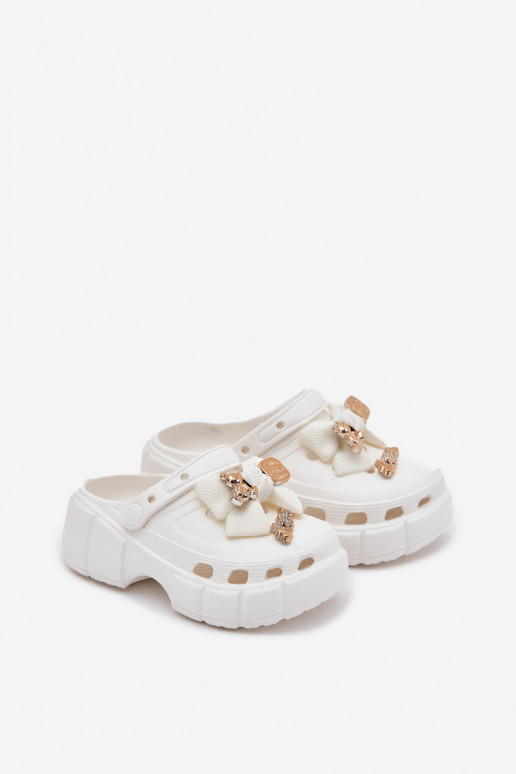 Čības Bērnu apavi Bērnu Vieglas čības uz pirksta ar bantītēm I Ozdobami baltas krāsas Selvana