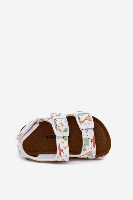 Bērnu sandales Uz korķa zoles ar sprādzēm Dinozaursi Dažādu krāsu Thessa