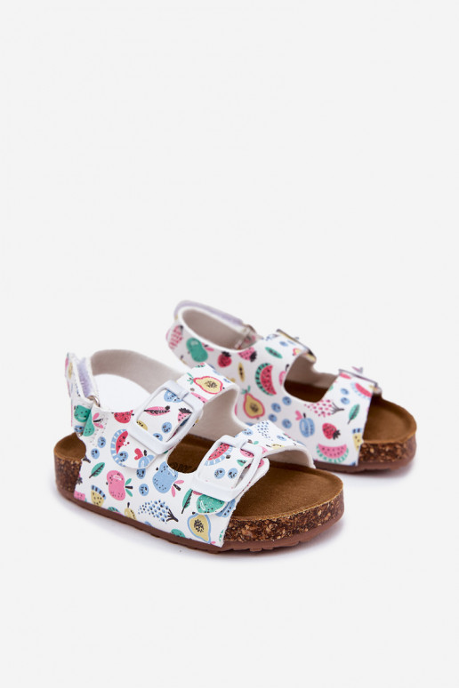 Bērnu sandales Uz korķa zoles ar sprādzēm OInoce baltas krāsas Thessa