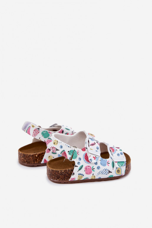 Bērnu sandales Uz korķa zoles ar sprādzēm OInoce baltas krāsas Thessa