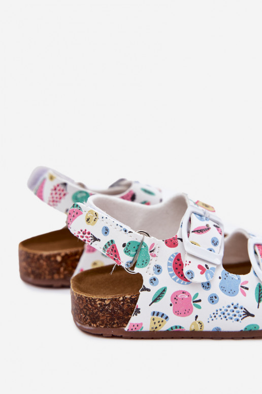 Bērnu sandales Uz korķa zoles ar sprādzēm OInoce baltas krāsas Thessa