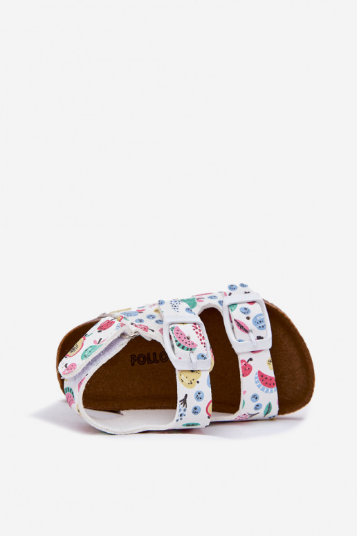 Bērnu sandales Uz korķa zoles ar sprādzēm OInoce baltas krāsas Thessa