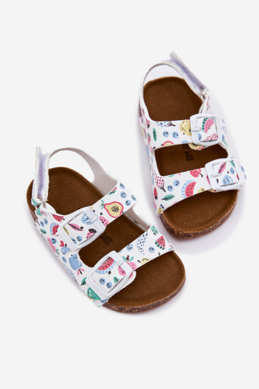 Bērnu sandales Uz korķa zoles ar sprādzēm OInoce baltas krāsas Thessa