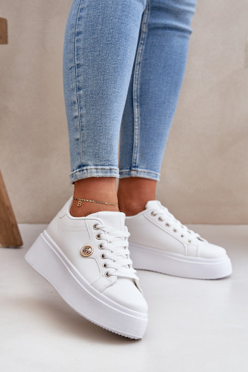 Eko Āda Sneakers modeļa apavi ar platformu Ze Zelta krāsasm Detalem baltas krāsas Zingie 2