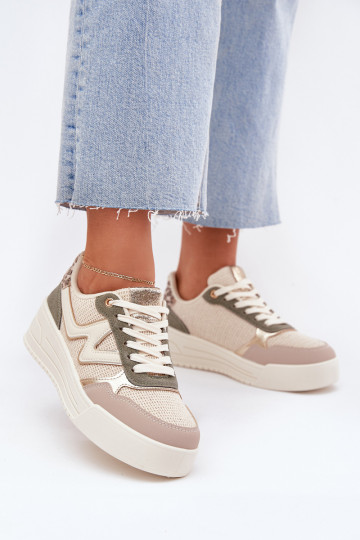 Sneakers modeļa apavi Sieviešu ar platformu ar leoparda kažokādas rakstu smilšu krāsas Kelsia 2