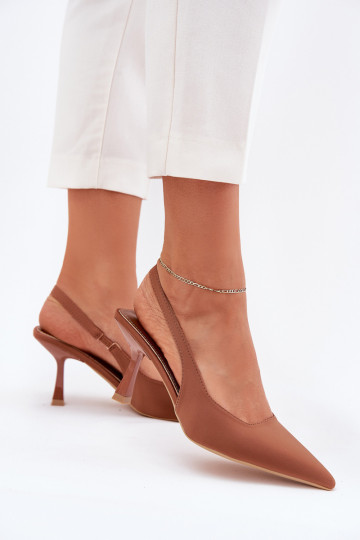 Sieviešu basenes ar papēdi brūnas krāsas Lunira