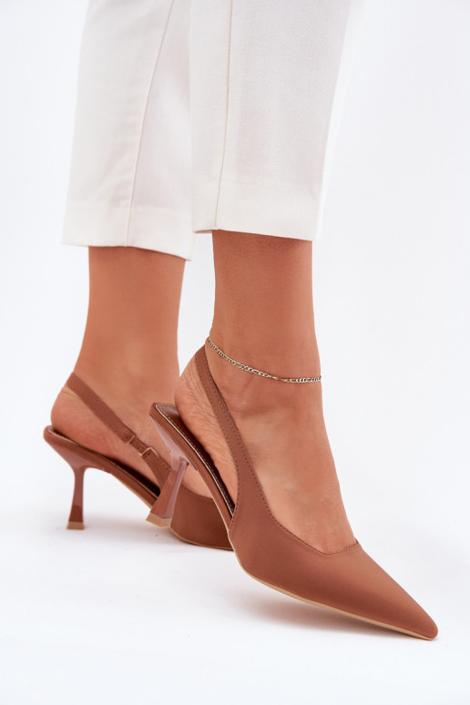 Sieviešu basenes ar papēdi brūnas krāsas Lunira