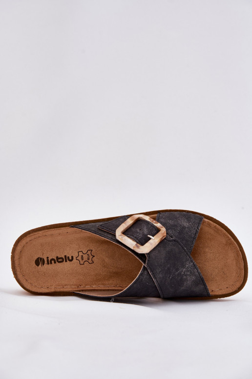 sieviešu čības ar sprādzēm Inblu ED000025 melnas krāsas