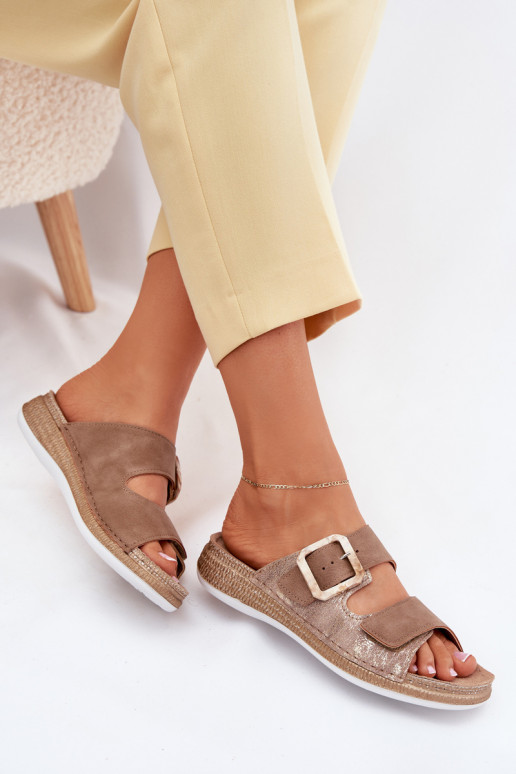 sieviešu čības ar sprādzēm I ar lipīgām aizdarēmem INBLU MK000013 brūnas krāsas