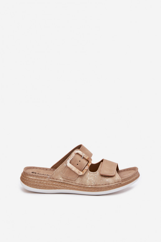 sieviešu čības ar sprādzēm I ar lipīgām aizdarēmem INBLU MK000013 smilšu krāsas