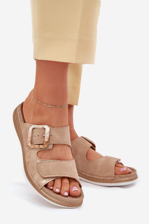 sieviešu čības ar sprādzēm I ar lipīgām aizdarēmem INBLU MK000013 smilšu krāsas