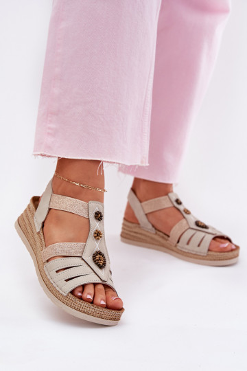 Sieviešu basenes Uz Ķīļa Ar rotājumiem Inblu RV000015 Ziloņkaula krāsas 2