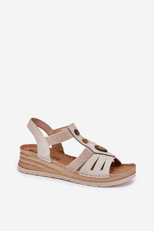 Sieviešu basenes Uz Ķīļa Ar rotājumiem Inblu RV000015 Ziloņkaula krāsas