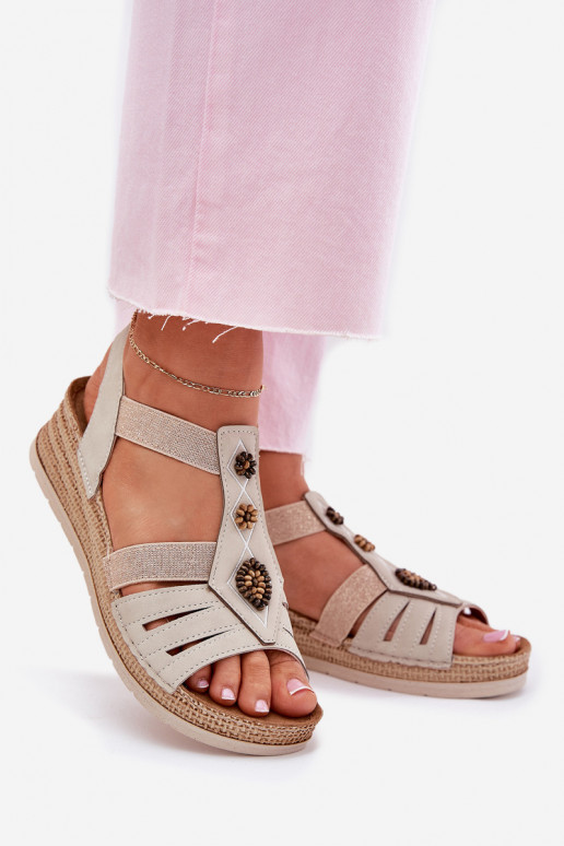 Sieviešu basenes Uz Ķīļa Ar rotājumiem Inblu RV000015 Ziloņkaula krāsas