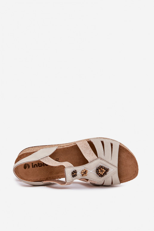 Sieviešu basenes Uz Ķīļa Ar rotājumiem Inblu RV000015 Ziloņkaula krāsas