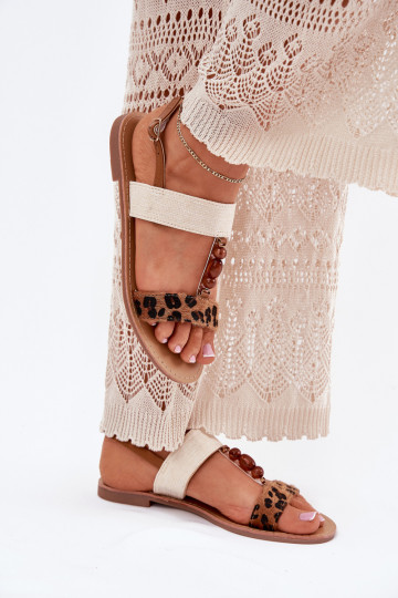 līdzenas zoles basenes un pērlītēm ar leoparda kažokādas rakstu brūnas krāsas Virona