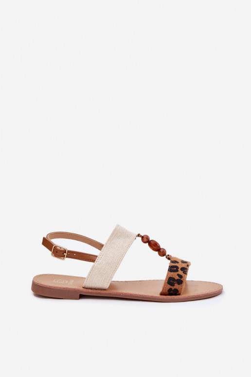 līdzenas zoles basenes un pērlītēm ar leoparda kažokādas rakstu brūnas krāsas Virona