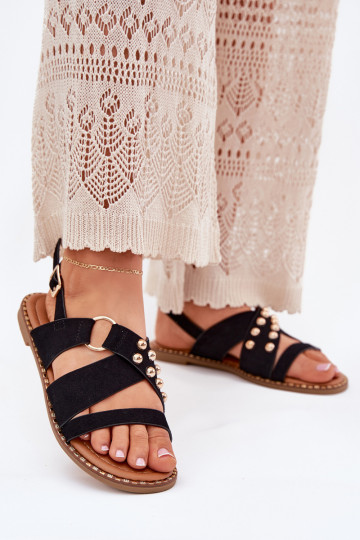 Sieviešu basenes ar platiem papēžiem Ze Zelta krāsasmi Kniedes melnas krāsas Zanira