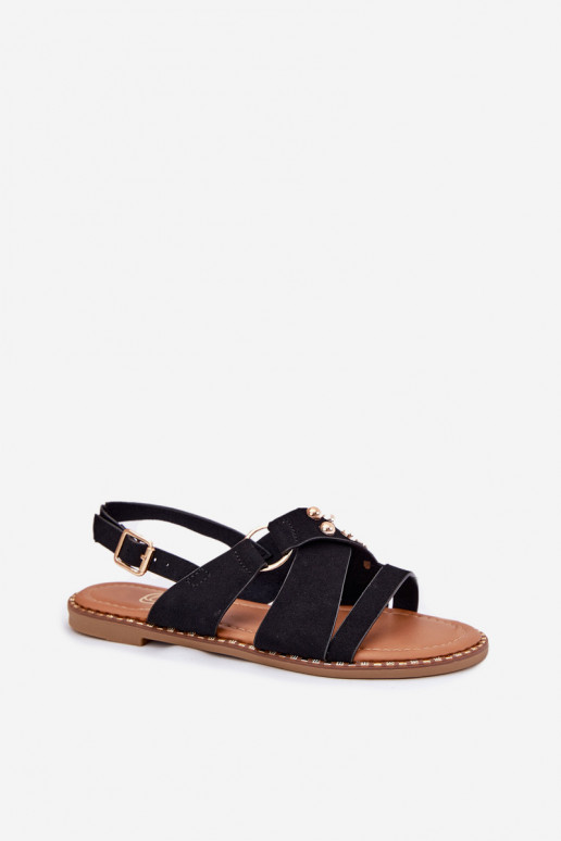 Sieviešu basenes ar platiem papēžiem Ze Zelta krāsasmi Kniedes melnas krāsas Zanira