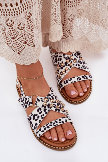 Sieviešu basenes ar platiem papēžiem Ze Zelta krāsasmi Kniedes Baltas-melnas krāsas Zanira