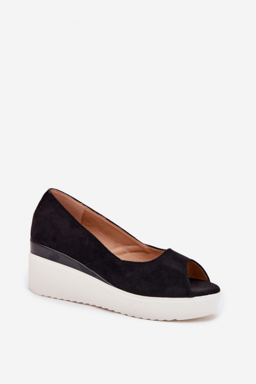 Sieviešu basenes Uz Ķīļa Z Eko zamšādau melnas krāsas Velira