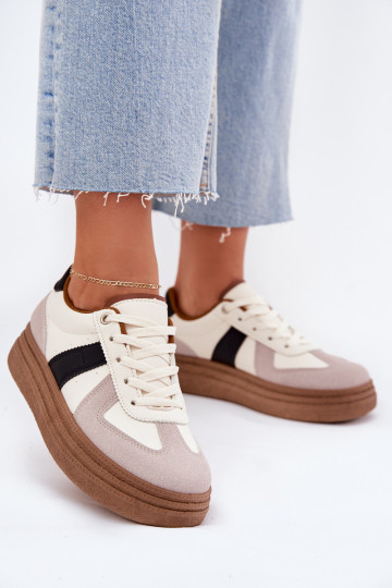 Sneakers modeļa apavi Sieviešu ar platformu smilšu krāsas Dovina