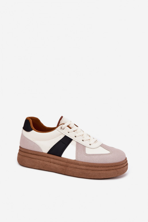 Sneakers modeļa apavi Sieviešu ar platformu smilšu krāsas Dovina Sneakers modeļa apavi Sieviešu ar platformu smilšu krāsas Dovina