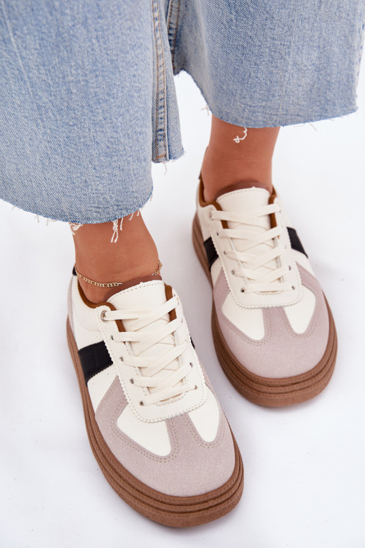 Sneakers modeļa apavi Sieviešu ar platformu smilšu krāsas Dovina Sneakers modeļa apavi Sieviešu ar platformu smilšu krāsas Dovina