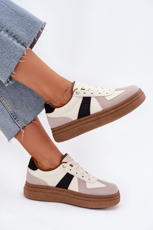 Sneakers modeļa apavi Sieviešu ar platformu smilšu krāsas Dovina Sneakers modeļa apavi Sieviešu ar platformu smilšu krāsas Dovina